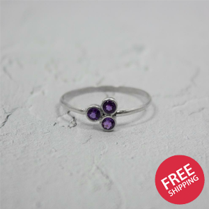 Amethyst Cluster Sterling Silver Ring