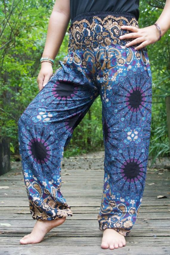 Blue Mandala Women Boho & Hippie Harem Pants - Pants