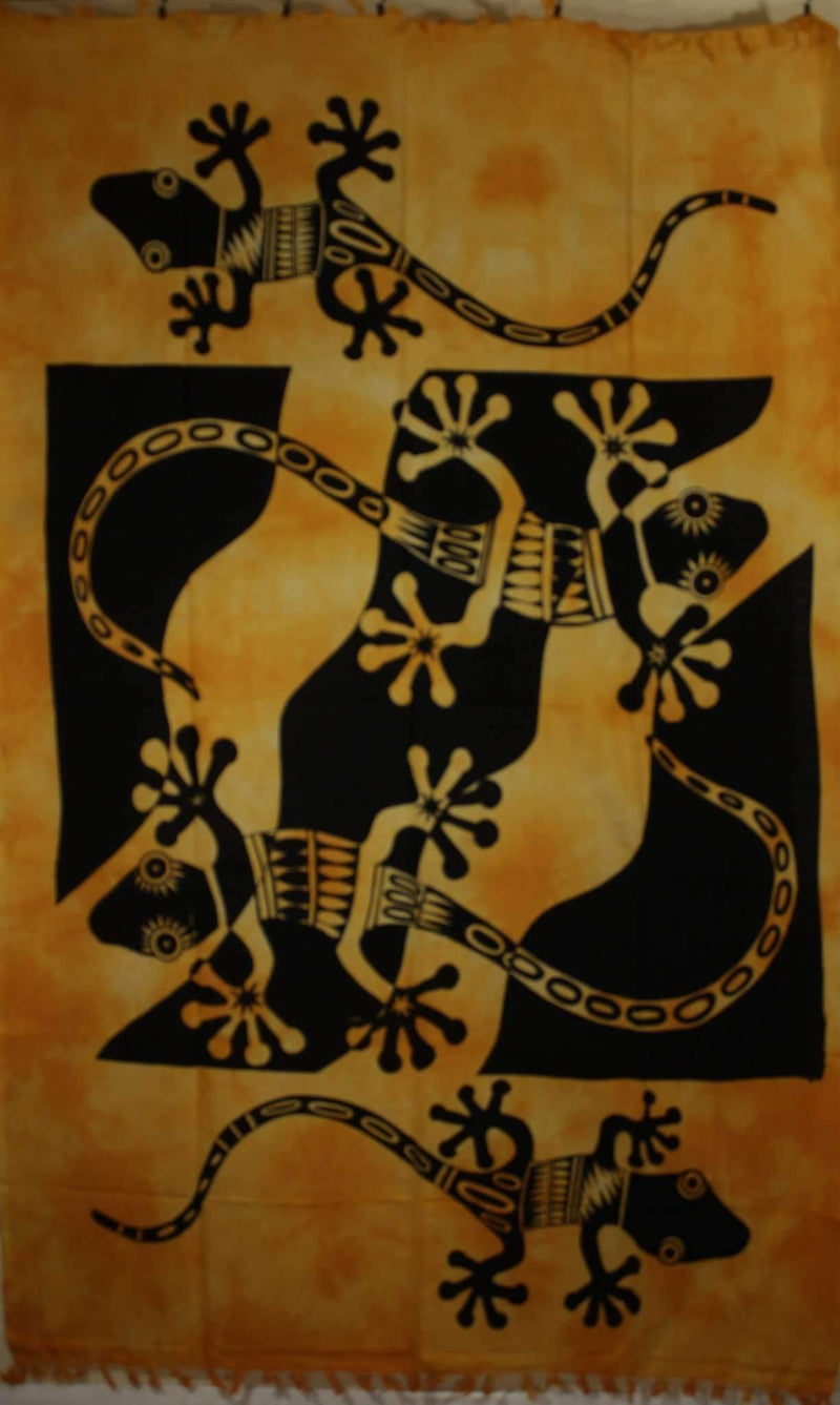 Orange Tribal Salamander Tapestry