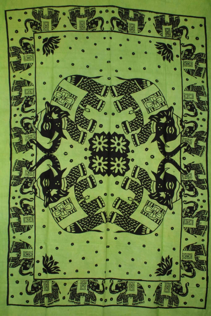 Trunk Up Good Luck Mirrored Elephants Tapestry