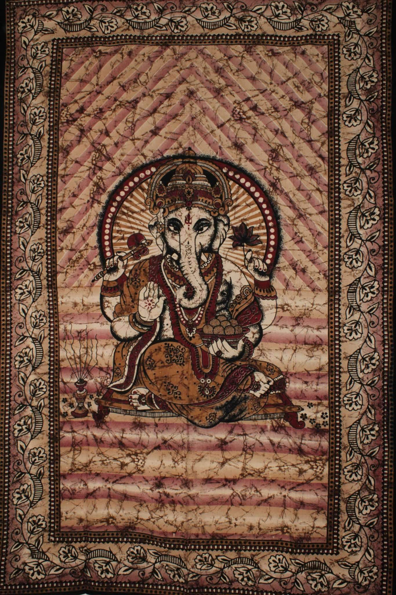 Ganesha Holding Lotus Flower Tapestry