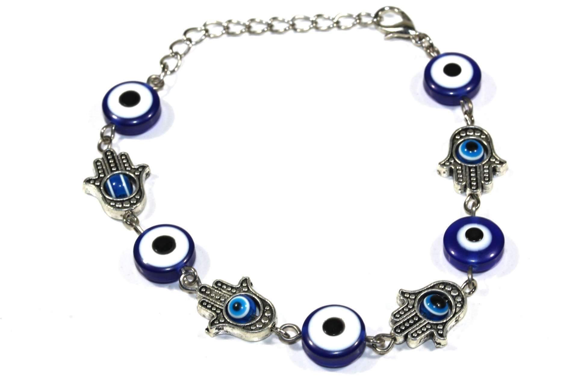 Hamsa Hands & Evil Eye Marbled Bead Bracelet