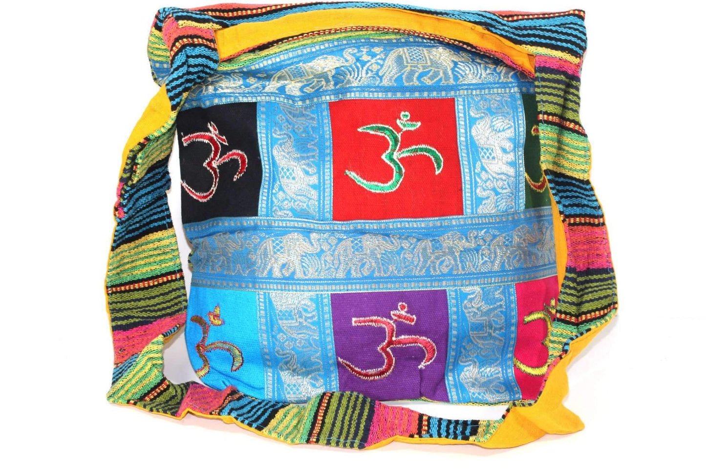 Om Patchwork & Jacquard with Elephants Sling Jhola Bag