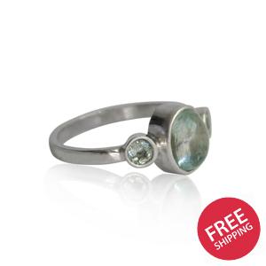 Aquamarine Bezel and Tube Sterling Silver Ring