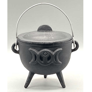 Triple Moon cast iron cauldron w/ lid 4.5"