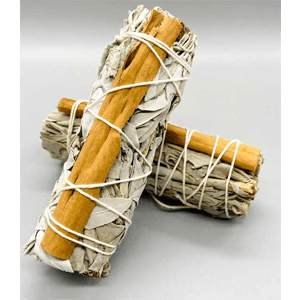 White Sage & Cinnamon smudge stick 4"