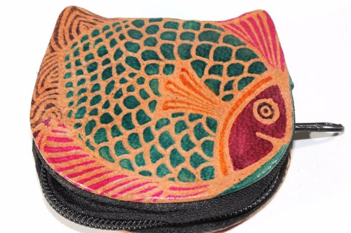 Colorful Fishies Coin Leather Purse