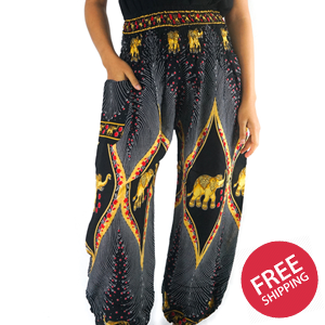 Black Elephant PEACOCK Women Boho & Hippie Harem Pants