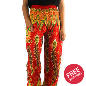 Orange Peacock Women Boho & Hippie Harem Pants