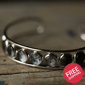 Moon Phase Silver Cuff Bracelet