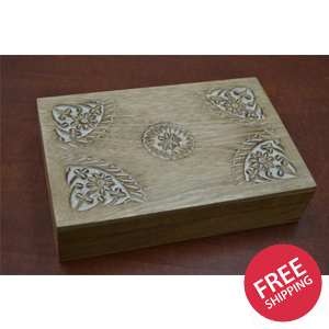 Handmade Carved Flower Wood Box