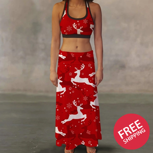 Red White Reindeer Maxi Skirt - Holiday Your Way