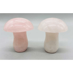 Mushroom Rose Quartz (set of 2) 1 3/4"