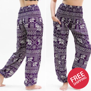 Purple Elephant Women Boho & Hippie Harem Pants