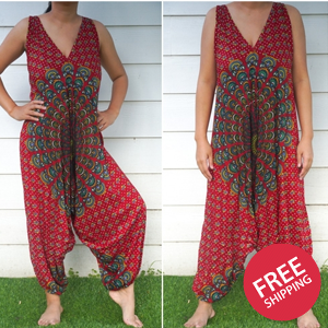 Red Chakra Boho Hippie Jumpsuits