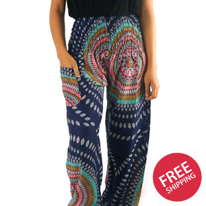 Blue SWIRL Women Boho & Hippie Harem Pants