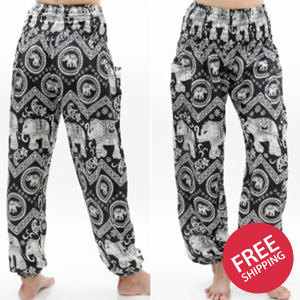 Black ELEPHANT Women Boho & Hippie Harem Pants