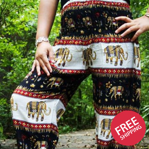 Black ELEPHANT Women Boho & Hippie Harem Pants