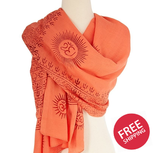 OM Hindu Yoga Meditation Prayer Shawl - Large Color Base