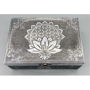 Metal Flower of Life & Lotus Tarot Box 5" x 7"