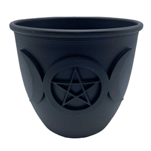 Triple Moon & Pentagram candle holder 3 1/2"