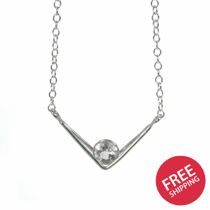 White Topaz Chevron Sterling Silver Necklace