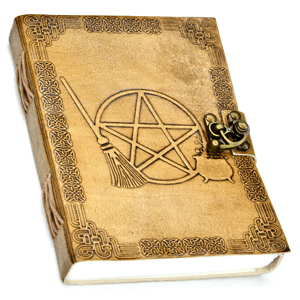 Broom & Pentagram Embossed leather w/ latch 5" x 7"