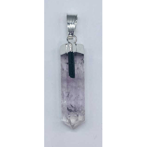 Amethyst w/ Black Tourmaline Pendant