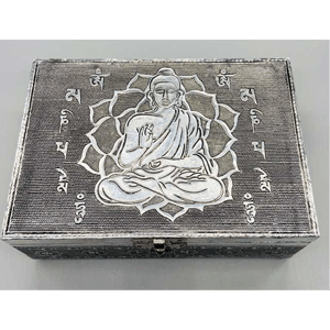 Metal Buddha Om Mani Padme Hum Tarot Box 5" x 7"