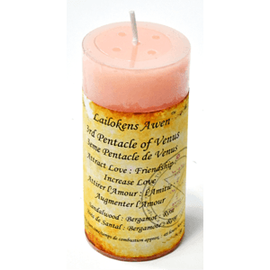 3rd Pentacle of Venus scented Lailokens Awen candle 4"