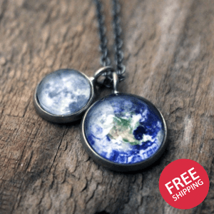 Earth and Moon Layered Space Necklace