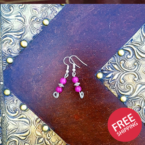 Handmade dyed pink quartz earrings