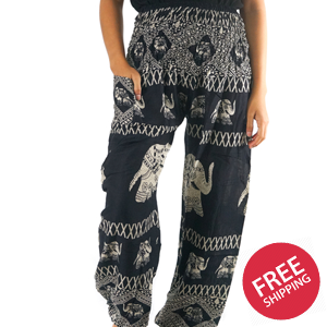 Black ELEPHANT Women Boho & Hippie Harem Pants