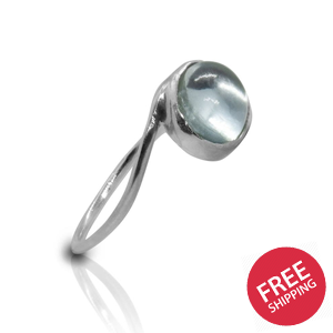 Aquamarine Oval Twist Sterling Silver Ring