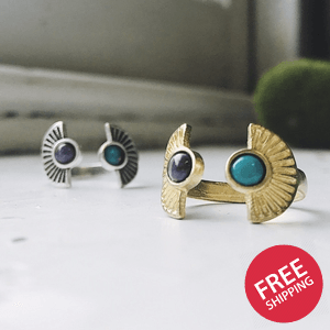 Dawn to Dusk - Two Stone Turquoise Boho Sunburst Ring