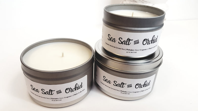 Sea Salt and Orchid Natural Soy Candle or Wax melt | Hand-Poured and Hand-crafted