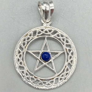 Lapis Lazuli Pentagram Sterling Silver Pendant 30mm