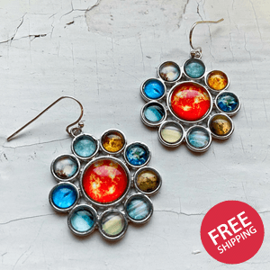 Solar System Halo Dangle Earrings