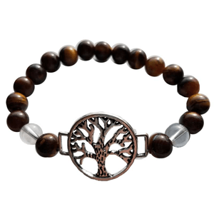 Tiger Eye / Quartz with Tree of Life Bracelet 8mm