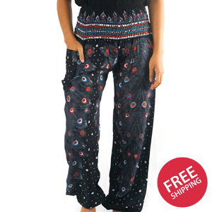 Black Peacock Women Boho & Hippie Harem Pants