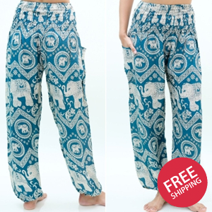 Teal ELEPHANT Women Boho & Hippie Harem Pants