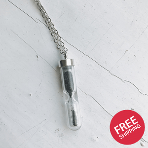 Space Time Hourglass Necklace with Meteorite Dust