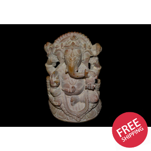 Handcarved Sculpture Soapstone Elephant Head God Ganesha - Small