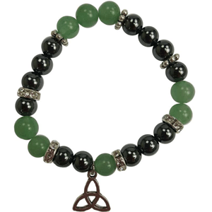 Green Aventurine/ Hematite with Triquetra Bracelet 8mm