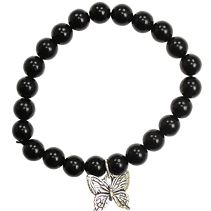 Black Obsidian with Hope Butterfly Bracelet 8mm