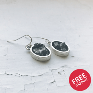 Oval Dangle Earrings w/ Raw Campo del Cielo Meteorite