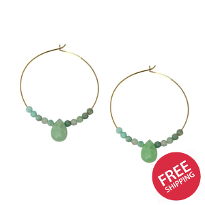 Amazonite Gold Hoop Earrings