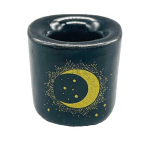 Moon & Star Black chime candle holder