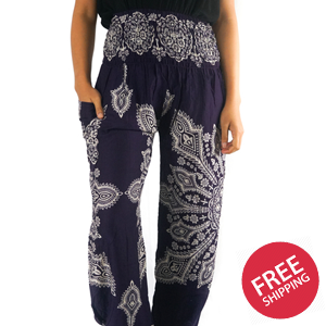 Purple Butterfly Women Boho & Hippie Harem Pants