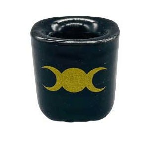 Triple Moon Black chime candle holder